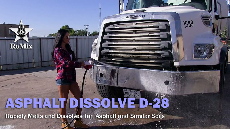 RoMix ASPHALT DISSOLVE D-28: Rapidly Melts and Dissolves Tar, Asphalt and Similar Soils