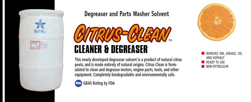 RoMix Citrus-Clean biodegradable citrus-based industrial degreaser and parts washer solvent