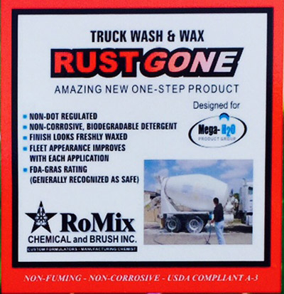RoMix Rust-Gone all-in-one truck wash and wax product label