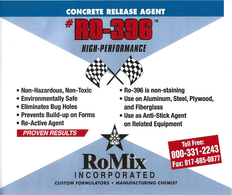 RoMix RO-396 concrete form release agent product label